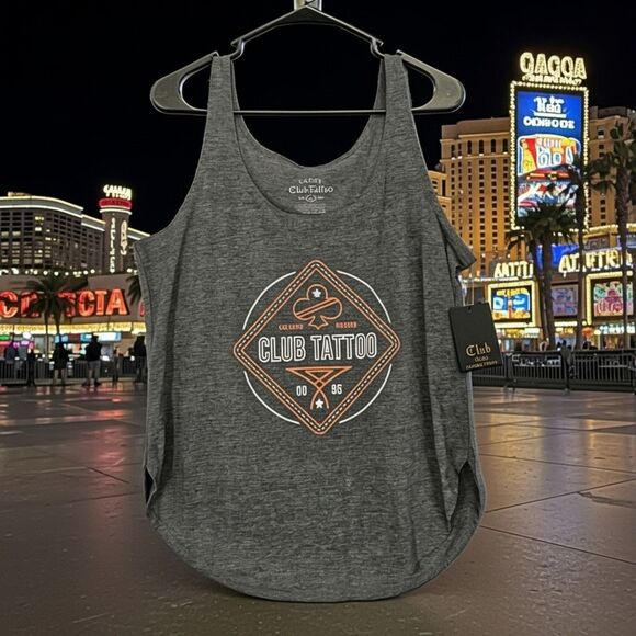 Tops - New Club Tattoo Las Vegas Tank Size Large Grey